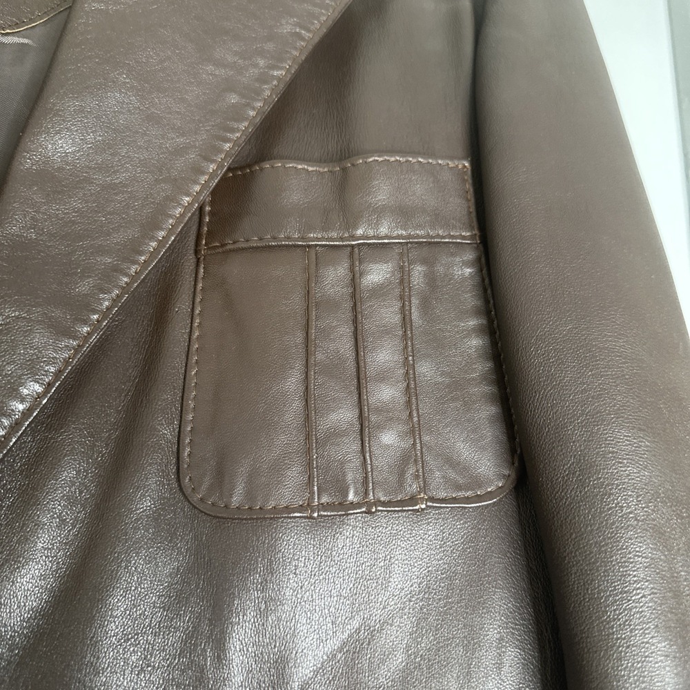 Vintage Imperial Jacket Mens Sz 40 Brown Button Front Collar 100% Leather 1980s - Picture 3 of 16